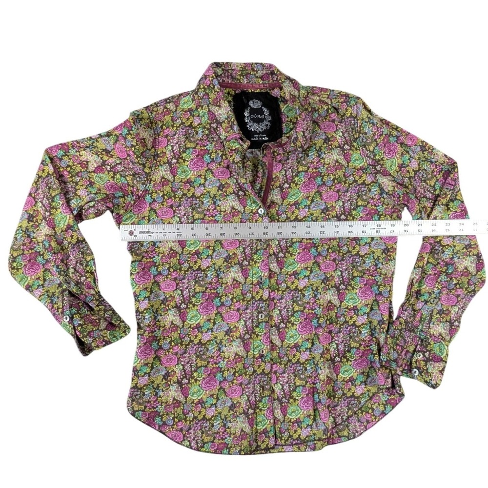 Cino Floral Button Down Shirt Womens Medium Rose Print Boho Cottagecore Blouse - Picture 11 of 13